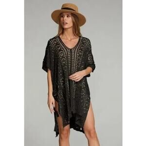 House of Harlow 1960 Black Swim Cover Open Knit One Size